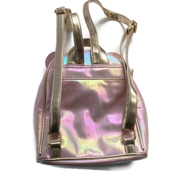 Pink and Gold Bear Small Mini Backpack Purse Under One Sky - Picture 3 of 7